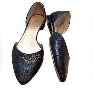 Talbots Black 9.5 Edison D’Orsay  genuine leather, Laser cut  flats.